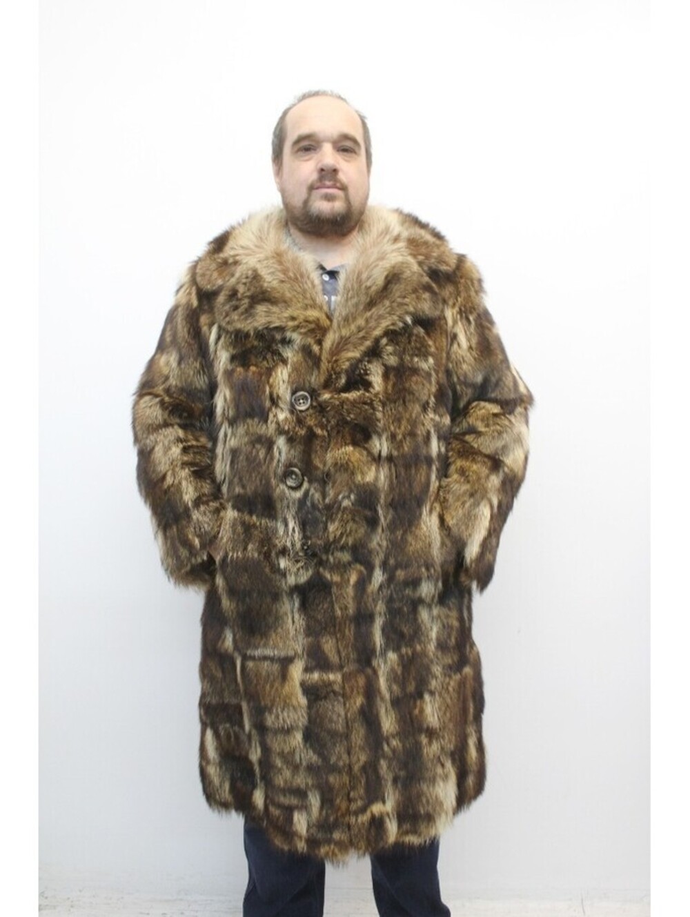 MINT RACCOON FUR COAT JACKET MEN MAN SIZE 38 SMALL